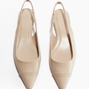 H&M Women's Beige Pointed Slingback Shoes